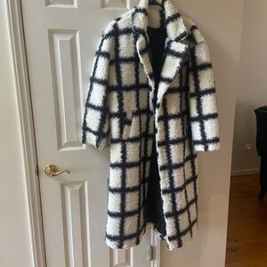 Black and White Teddy Jacket with Plush Texture